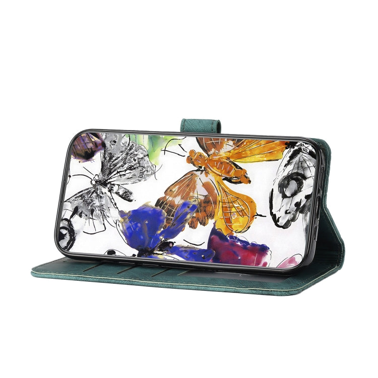 For Samsung Galaxy S25 5G Skin-feel Embossed Butterfly Leather Phone Case(Green) - Galaxy S25 5G Cases by PMC Jewellery | Online Shopping South Africa | PMC Jewellery | Buy Now Pay Later Mobicred