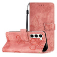For Samsung Galaxy S25 5G Skin-feel Embossed Butterfly Leather Phone Case(Pink) - Galaxy S25 5G Cases by PMC Jewellery | Online Shopping South Africa | PMC Jewellery | Buy Now Pay Later Mobicred
