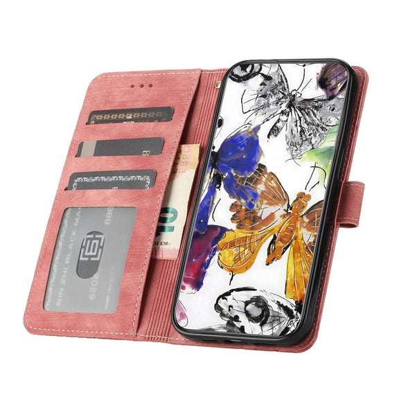 For Samsung Galaxy S25 5G Skin-feel Embossed Butterfly Leather Phone Case(Pink)
