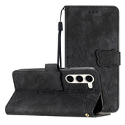 For Samsung Galaxy S25+ 5G Skin-feel Embossed Butterfly Leather Phone Case(Black)