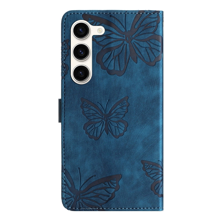 For Samsung Galaxy S25+ 5G Skin-feel Embossed Butterfly Leather Phone Case(Blue) - Galaxy S25+ 5G Cases by PMC Jewellery | Online Shopping South Africa | PMC Jewellery | Buy Now Pay Later Mobicred