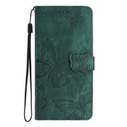 For Samsung Galaxy S25+ 5G Skin-feel Embossed Butterfly Leather Phone Case(Green)