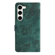 For Samsung Galaxy S25+ 5G Skin-feel Embossed Butterfly Leather Phone Case(Green)
