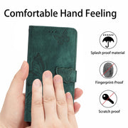 For Samsung Galaxy S25+ 5G Skin-feel Embossed Butterfly Leather Phone Case(Green)