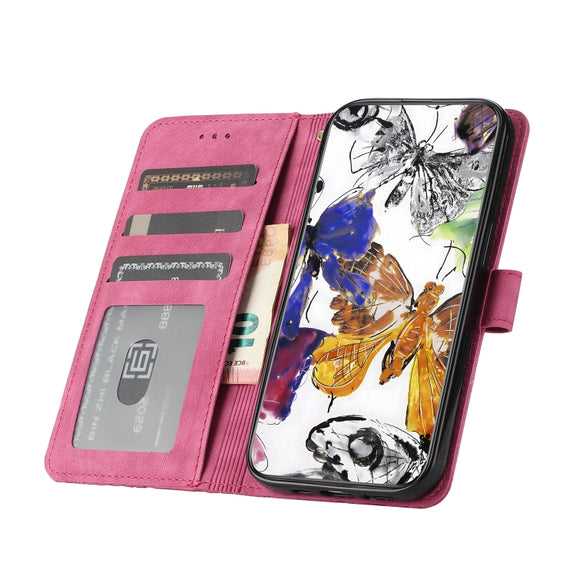 For Samsung Galaxy S25+ 5G Skin-feel Embossed Butterfly Leather Phone Case(Rose Red)