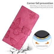 For Samsung Galaxy S25+ 5G Skin-feel Embossed Butterfly Leather Phone Case(Rose Red)
