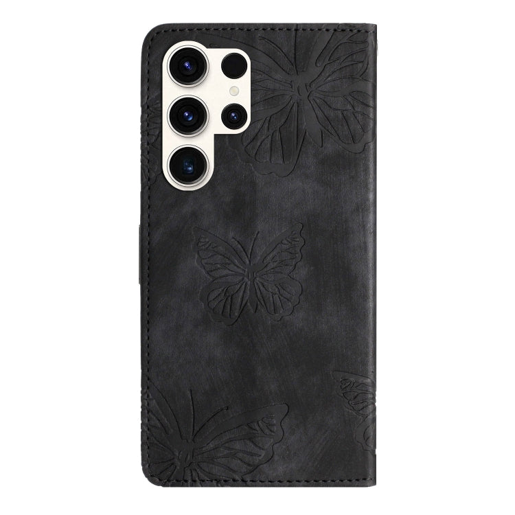 For Samsung Galaxy S25 Ultra 5G Skin-feel Embossed Butterfly Leather Phone Case(Black) - Galaxy S25 Ultra 5G Tempered Glass by PMC Jewellery | Online Shopping South Africa | PMC Jewellery | Buy Now Pay Later Mobicred