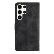 For Samsung Galaxy S25 Ultra 5G Skin-feel Embossed Butterfly Leather Phone Case(Black)