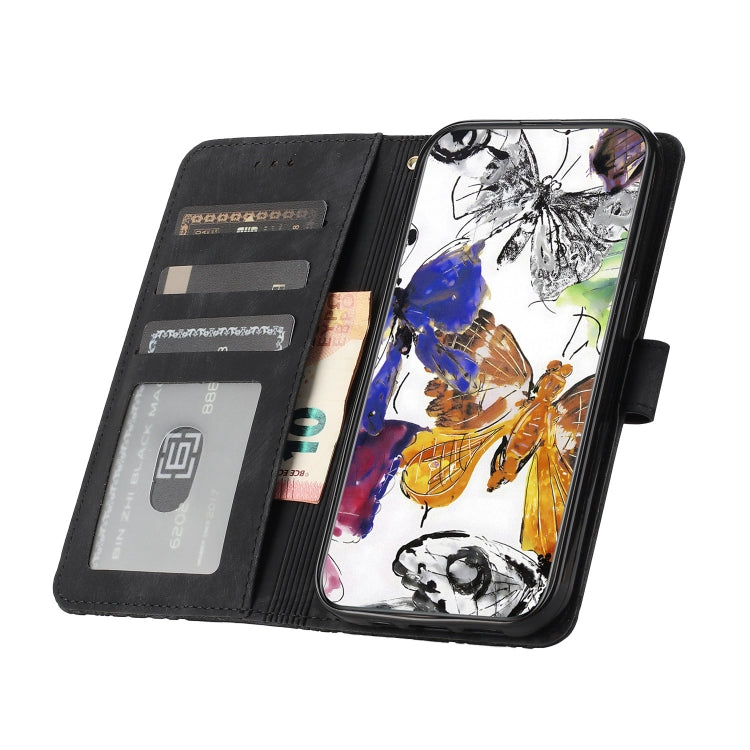 For Samsung Galaxy S25 Ultra 5G Skin-feel Embossed Butterfly Leather Phone Case(Black) - Galaxy S25 Ultra 5G Tempered Glass by PMC Jewellery | Online Shopping South Africa | PMC Jewellery | Buy Now Pay Later Mobicred