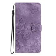 For Samsung Galaxy S25 Ultra 5G Skin-feel Embossed Butterfly Leather Phone Case(Purple)