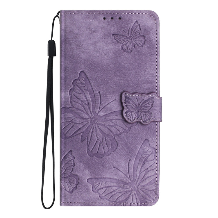 For Samsung Galaxy S25 Ultra 5G Skin-feel Embossed Butterfly Leather Phone Case(Purple)