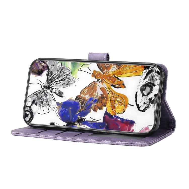 For Samsung Galaxy S25 Ultra 5G Skin-feel Embossed Butterfly Leather Phone Case(Purple) - Galaxy S25 Ultra 5G Tempered Glass by PMC Jewellery | Online Shopping South Africa | PMC Jewellery | Buy Now Pay Later Mobicred