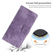 For Samsung Galaxy S25 Ultra 5G Skin-feel Embossed Butterfly Leather Phone Case(Purple)