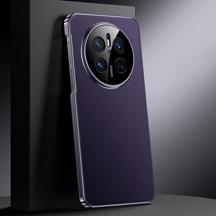 For Huawei Mate 70 Genuine Leather PC Phone Case(Dark Purple) - Huawei Cases by PMC TechLife | Online Shopping South Africa | PMC TechLife | Buy Now Pay Later Mobicred