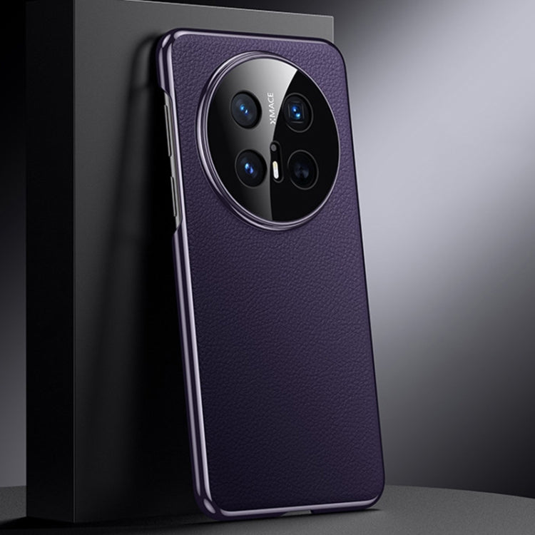 For Huawei Mate 70 Pro / 70 Pro+ Genuine Leather PC Phone Case(Dark Purple) - Huawei Cases by PMC TechLife | Online Shopping South Africa | PMC TechLife | Buy Now Pay Later Mobicred