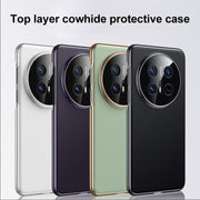 For Huawei Mate 70 Genuine Leather PC Phone Case(Orange)