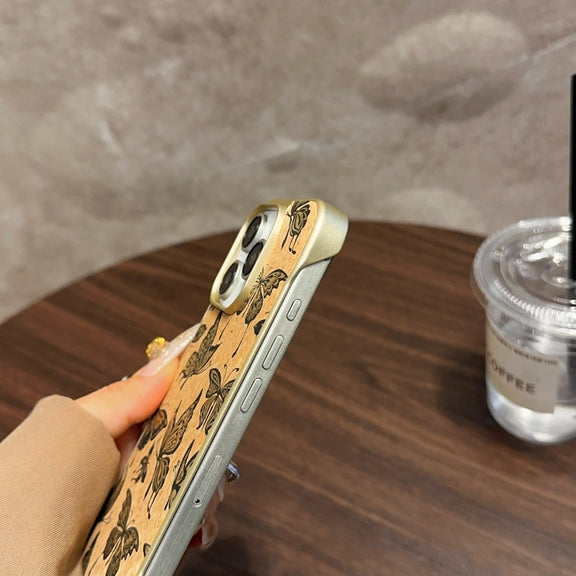 For iPhone 16 Plus Denior A18 WoodenPaint MagSafe Phone Case(Butterflies)