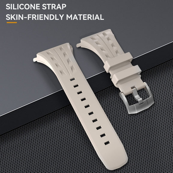 For Apple Watch Series 10 46mm RedPepper Armor Metal Case Integrated Silicone Watch Band(Steel White)