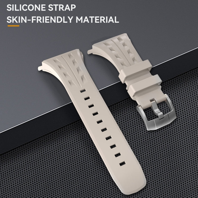 For Apple Watch Series 10 46mm RedPepper Armor Metal Case Integrated Silicone Watch Band(Steel White)