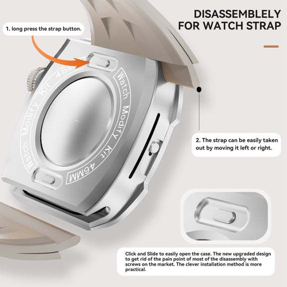 For Apple Watch Series 10 46mm RedPepper Armor Metal Case Integrated Silicone Watch Band(Steel White)