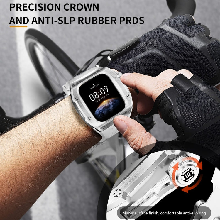 For Apple Watch Series 10 46mm RedPepper Armor Metal Case Integrated Silicone Watch Band(Steel White) - free shipping - PMC Jewellery - Order now!