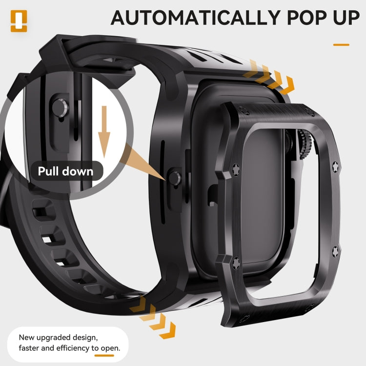 For Apple Watch Series 10 46mm RedPepper Armor Metal Case Integrated Silicone Watch Band(Black) - free shipping - PMC Jewellery - Order now!