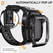 For Apple Watch Series 10 46mm RedPepper Armor Metal Case Integrated Silicone Watch Band(Black)