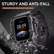 For Apple Watch Series 10 46mm RedPepper Armor Metal Case Integrated Silicone Watch Band(Black)