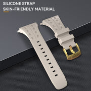 For Apple Watch Series 10 46mm RedPepper Armor Metal Case Integrated Silicone Watch Band(Gold White)