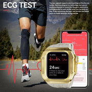 For Apple Watch Series 10 46mm RedPepper Armor Metal Case Integrated Silicone Watch Band(Gold White)