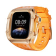 For Apple Watch Series 10 46mm RedPepper Armor Metal Case Integrated Silicone Watch Band(Rose Gold Orange) - free shipping - PMC Jewellery - Order now!