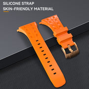 For Apple Watch Series 10 46mm RedPepper Armor Metal Case Integrated Silicone Watch Band(Rose Gold Orange)