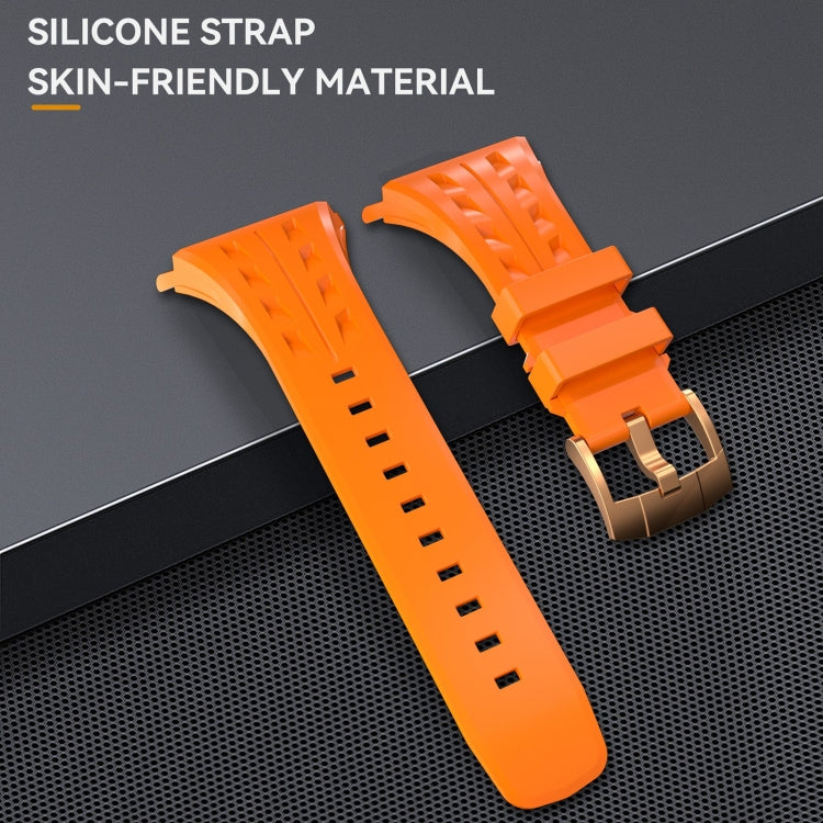 For Apple Watch Series 10 46mm RedPepper Armor Metal Case Integrated Silicone Watch Band(Rose Gold Orange)