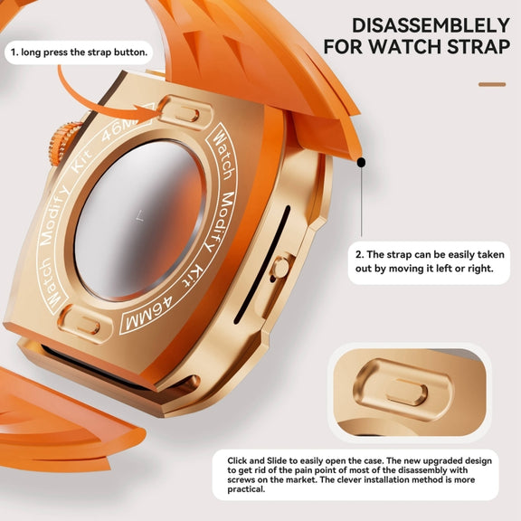 For Apple Watch Series 10 46mm RedPepper Armor Metal Case Integrated Silicone Watch Band(Rose Gold Orange)