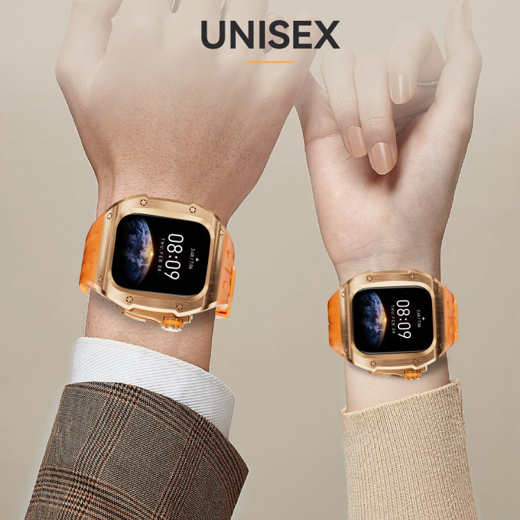 For Apple Watch Series 10 46mm RedPepper Armor Metal Case Integrated Silicone Watch Band(Rose Gold Orange)