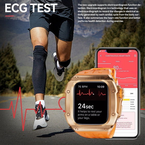 For Apple Watch Series 10 46mm RedPepper Armor Metal Case Integrated Silicone Watch Band(Rose Gold Orange)