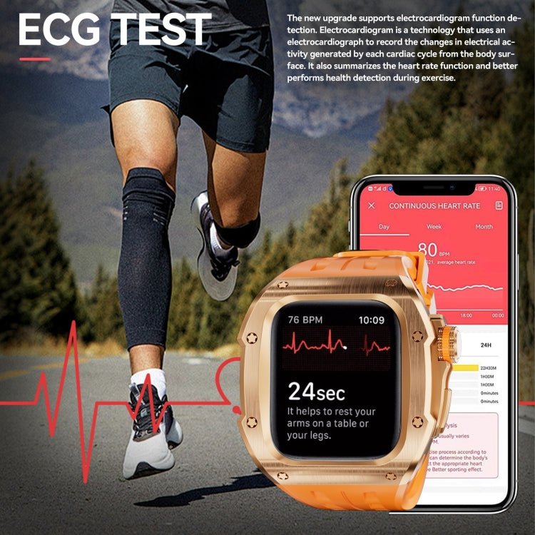 For Apple Watch Series 10 46mm RedPepper Armor Metal Case Integrated Silicone Watch Band(Rose Gold Orange)