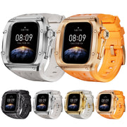For Apple Watch Series 10 46mm RedPepper Armor Metal Case Integrated Silicone Watch Band(Steel White)