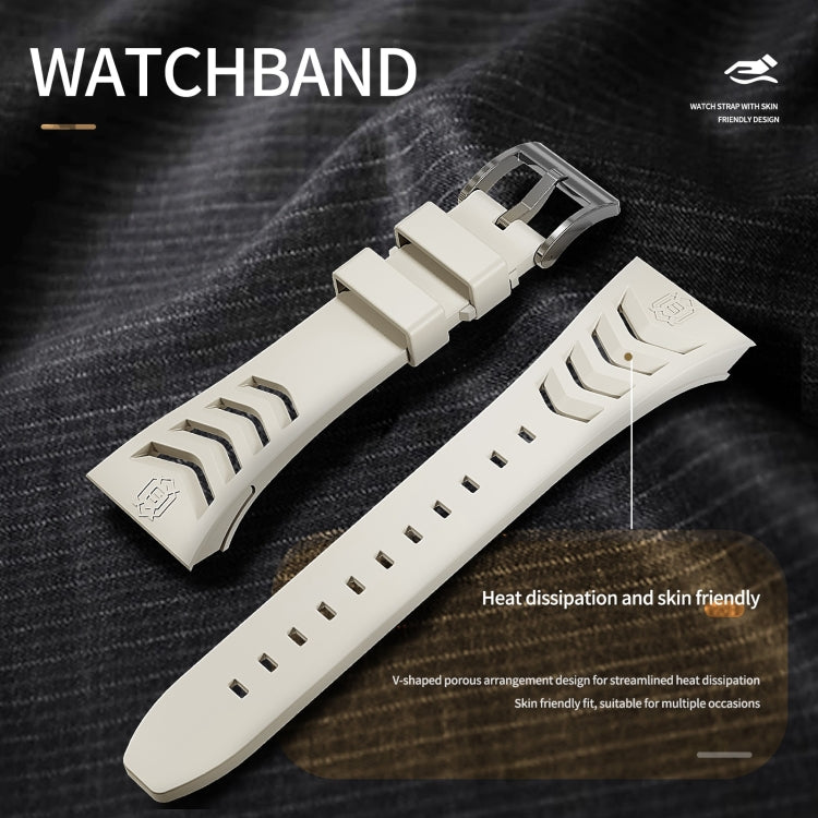 For Apple Watch 44mm / 45mm RedPepper Armor Metal Case Integrated Silicone Watch Band(Sliver White)