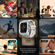 For Apple Watch 44mm / 45mm RedPepper Armor Metal Case Integrated Silicone Watch Band(Sliver White)