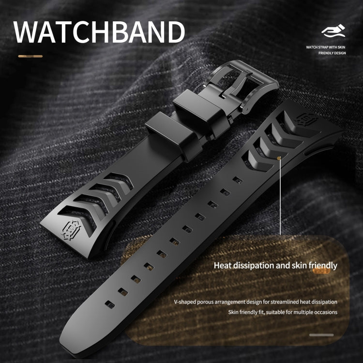 For Apple Watch 44mm / 45mm RedPepper Armor Metal Case Integrated Silicone Watch Band(Black)