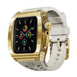 For Apple Watch 44mm / 45mm RedPepper Armor Metal Case Integrated Silicone Watch Band(Gold White) - free shipping - PMC Jewellery - Order now!