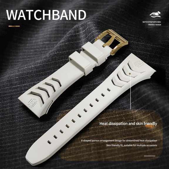 For Apple Watch 44mm / 45mm RedPepper Armor Metal Case Integrated Silicone Watch Band(Gold White)