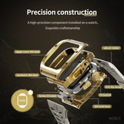 For Apple Watch 44mm / 45mm RedPepper Armor Metal Case Integrated Silicone Watch Band(Gold White)