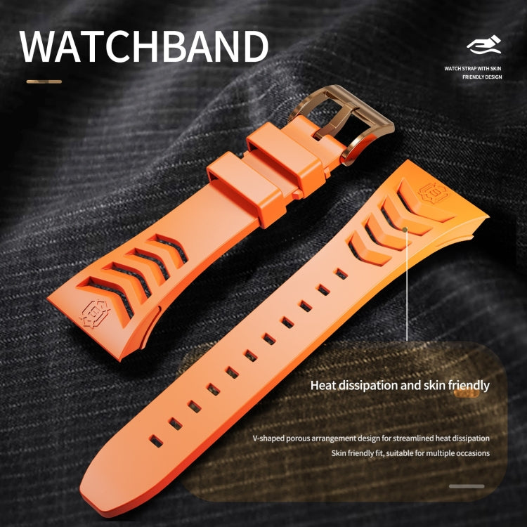 For Apple Watch 44mm / 45mm RedPepper Armor Metal Case Integrated Silicone Watch Band(Rose Gold Orange)