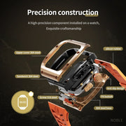 For Apple Watch 44mm / 45mm RedPepper Armor Metal Case Integrated Silicone Watch Band(Rose Gold Orange)