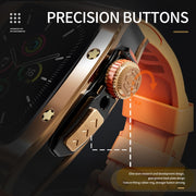 For Apple Watch 44mm / 45mm RedPepper Armor Metal Case Integrated Silicone Watch Band(Rose Gold Orange)