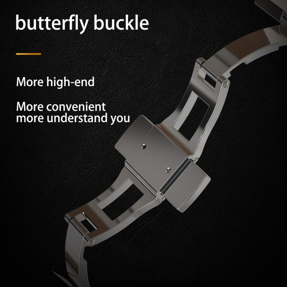 For Apple Watch Ultra 1 / 2 49mm RedPepper Armor Metal Case Integrated Silicone Watch Band(Steel Black White)