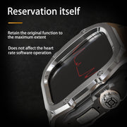 For Apple Watch Ultra 1 / 2 49mm RedPepper Armor Metal Case Integrated Silicone Watch Band(Steel Black White)