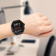 For Apple Watch Ultra 1 / 2 49mm RedPepper Armor Metal Case Integrated Silicone Watch Band(Black)